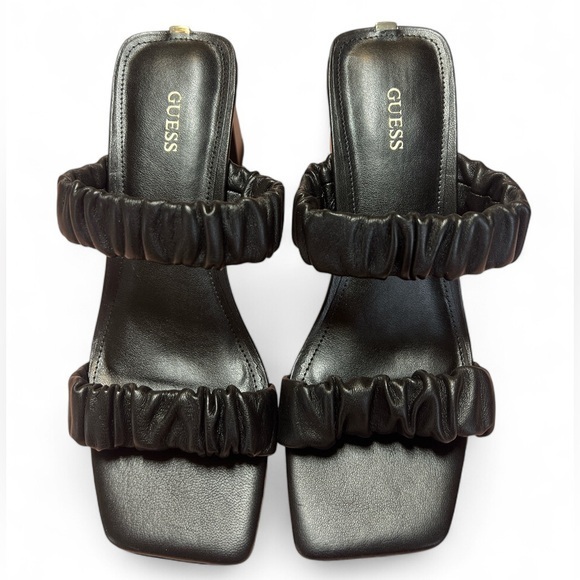 Guess Shoes - Guess Women 8.5 M Black Aindrea Black Shirred 2.75" Block Heel Slip‎ On Mules